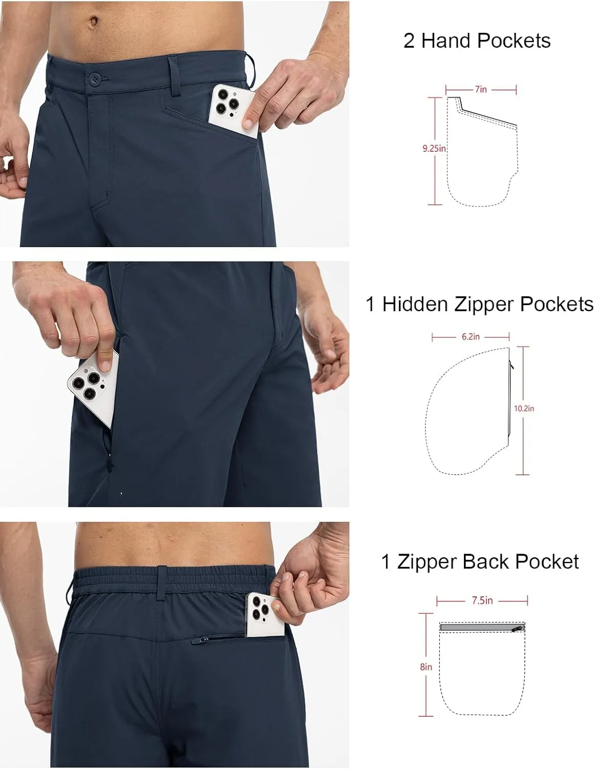 TBMPOY Men's Golf Dress Shorts Stretch Elastic Waist 11" Quick Dry Lightweight Travel Casual Shorts 5 Pockets Travel Casual