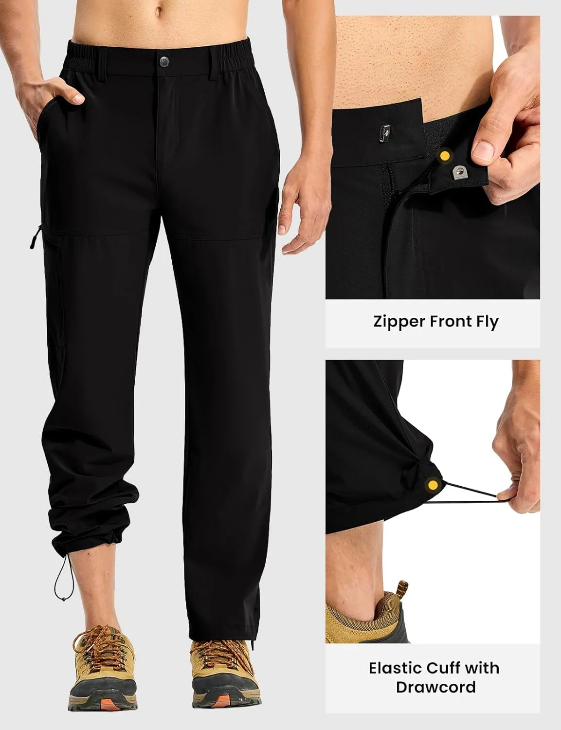 TBMPOY Men's Lightweight Hiking Pants Quick Dry 4 Pockets Stretch Water Resistant Travel Fishing Convertible Zip Cargo Jogger