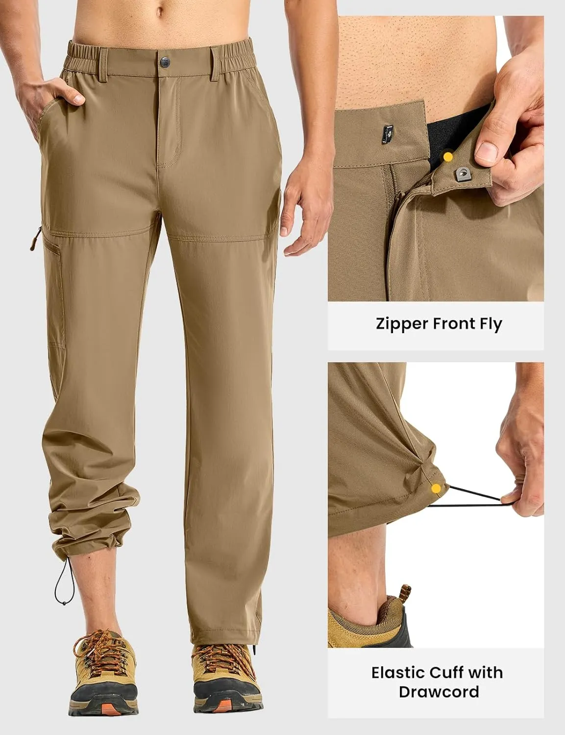 TBMPOY Men's Lightweight Hiking Pants Quick Dry 4 Pockets Stretch Water Resistant Travel Fishing Convertible Zip Cargo Jogger