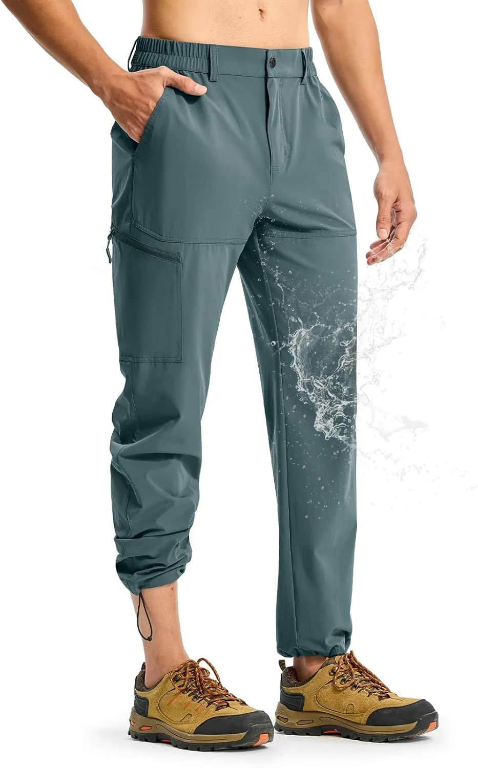 TBMPOY Men's Lightweight Hiking Pants Quick Dry 4 Pockets Stretch Water Resistant Travel Fishing Convertible Zip Cargo Jogger