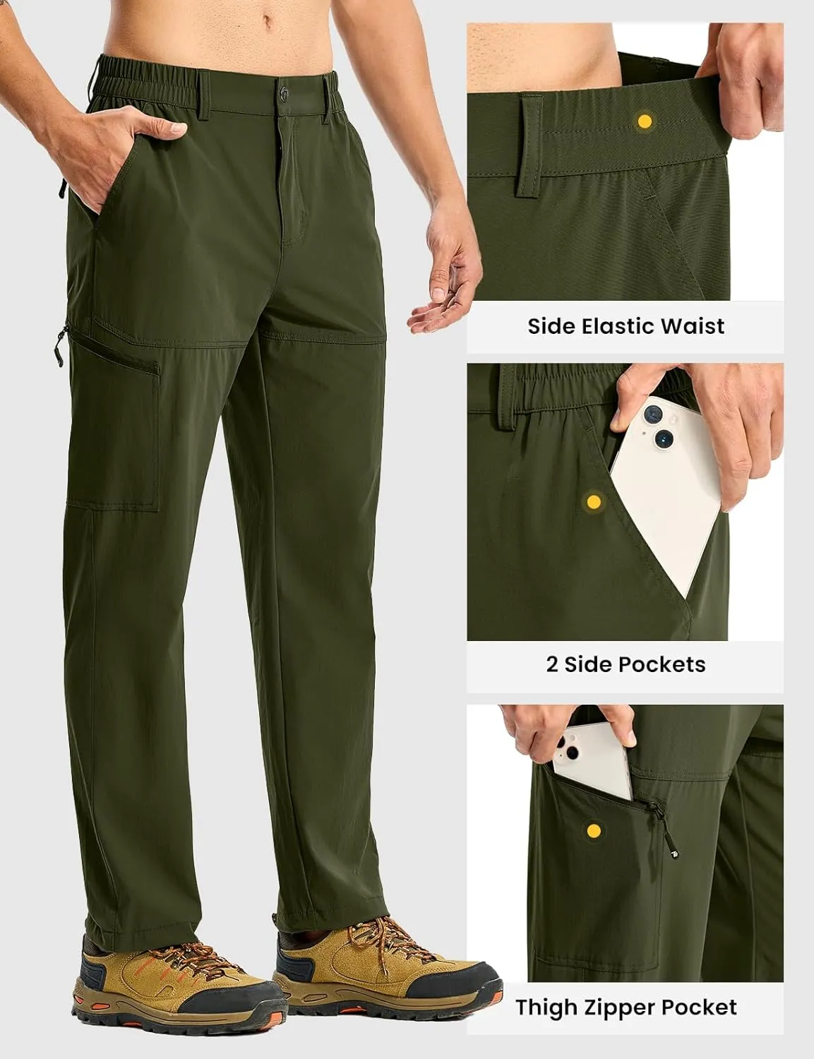 TBMPOY Men's Lightweight Hiking Pants Quick Dry 4 Pockets Stretch Water Resistant Travel Fishing Convertible Zip Cargo Jogger