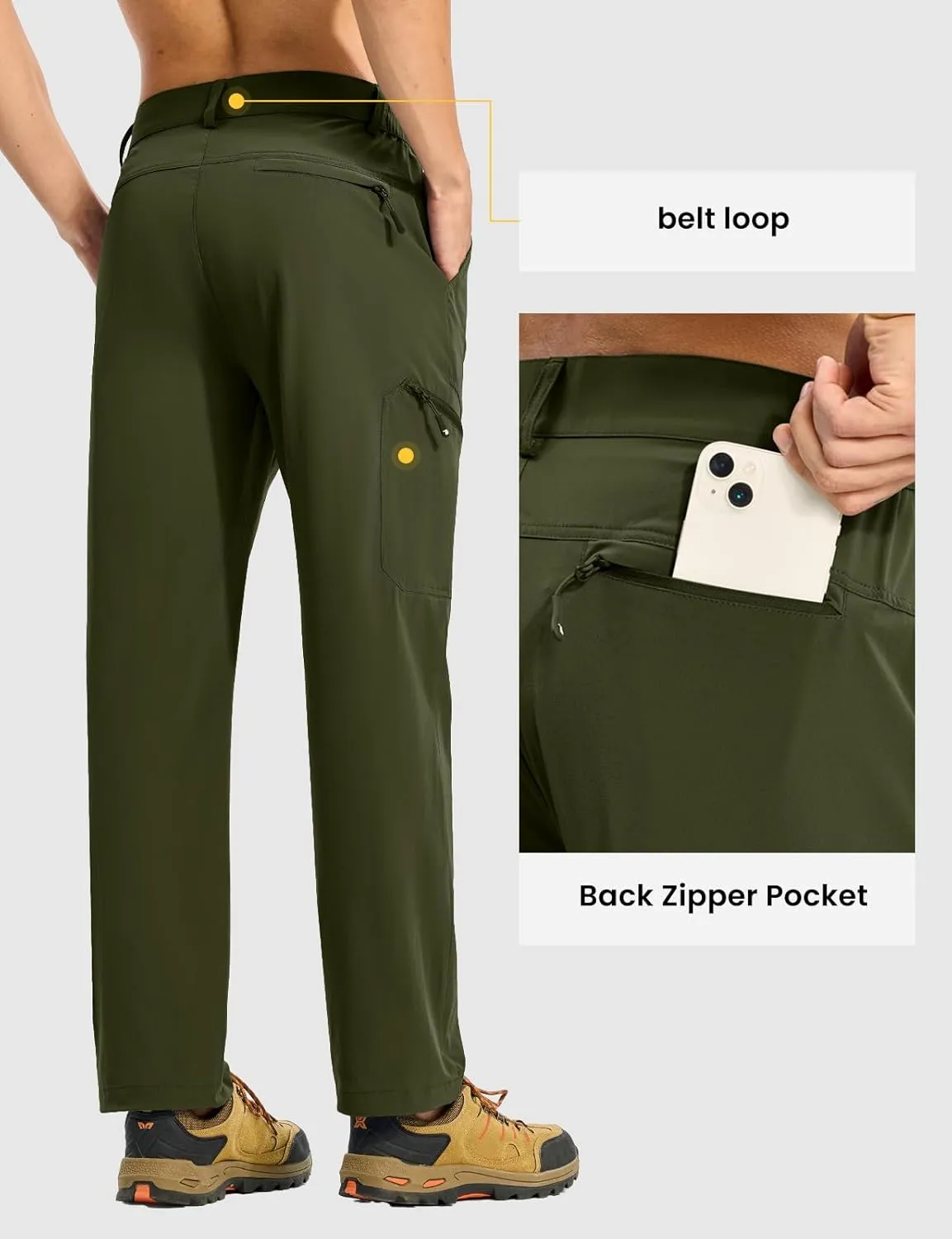 TBMPOY Men's Lightweight Hiking Pants Quick Dry 4 Pockets Stretch Water Resistant Travel Fishing Convertible Zip Cargo Jogger