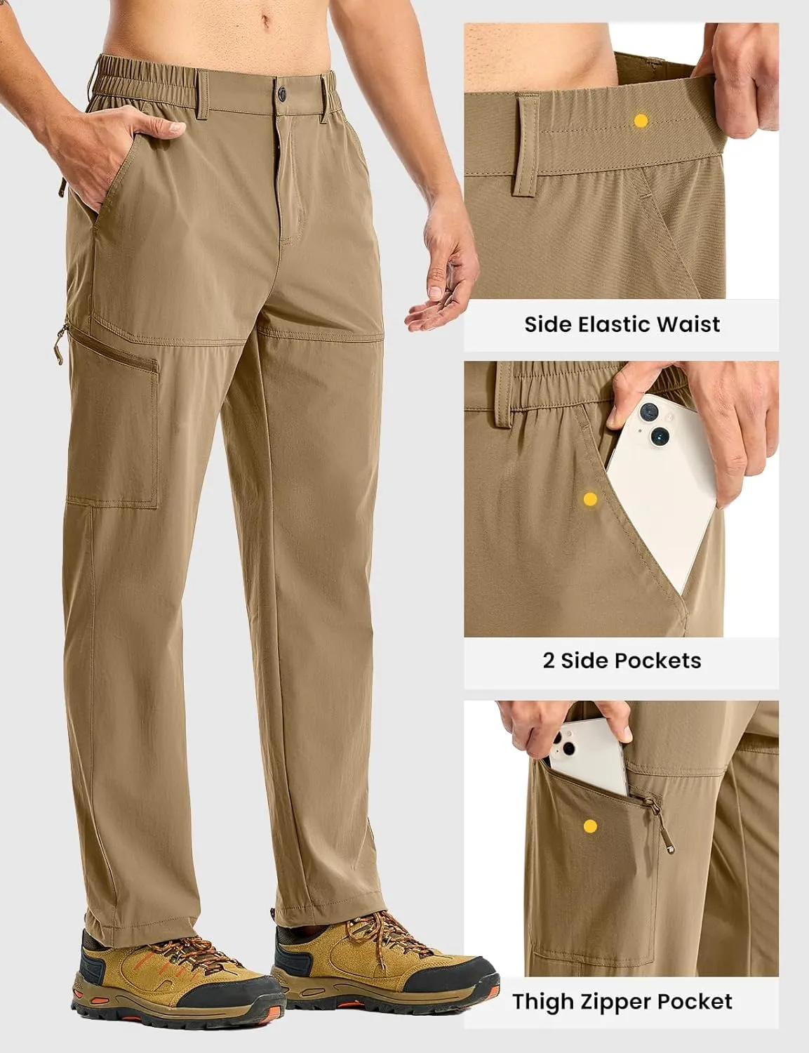 TBMPOY Men's Lightweight Hiking Pants Quick Dry 4 Pockets Stretch Water Resistant Travel Fishing Convertible Zip Cargo Jogger