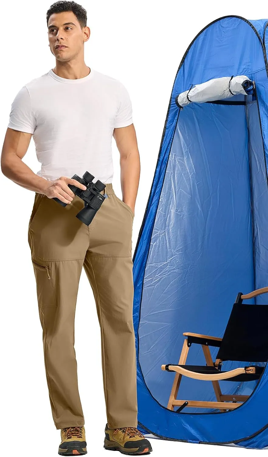 TBMPOY Men's Lightweight Hiking Pants Quick Dry 4 Pockets Stretch Water Resistant Travel Fishing Convertible Zip Cargo Jogger