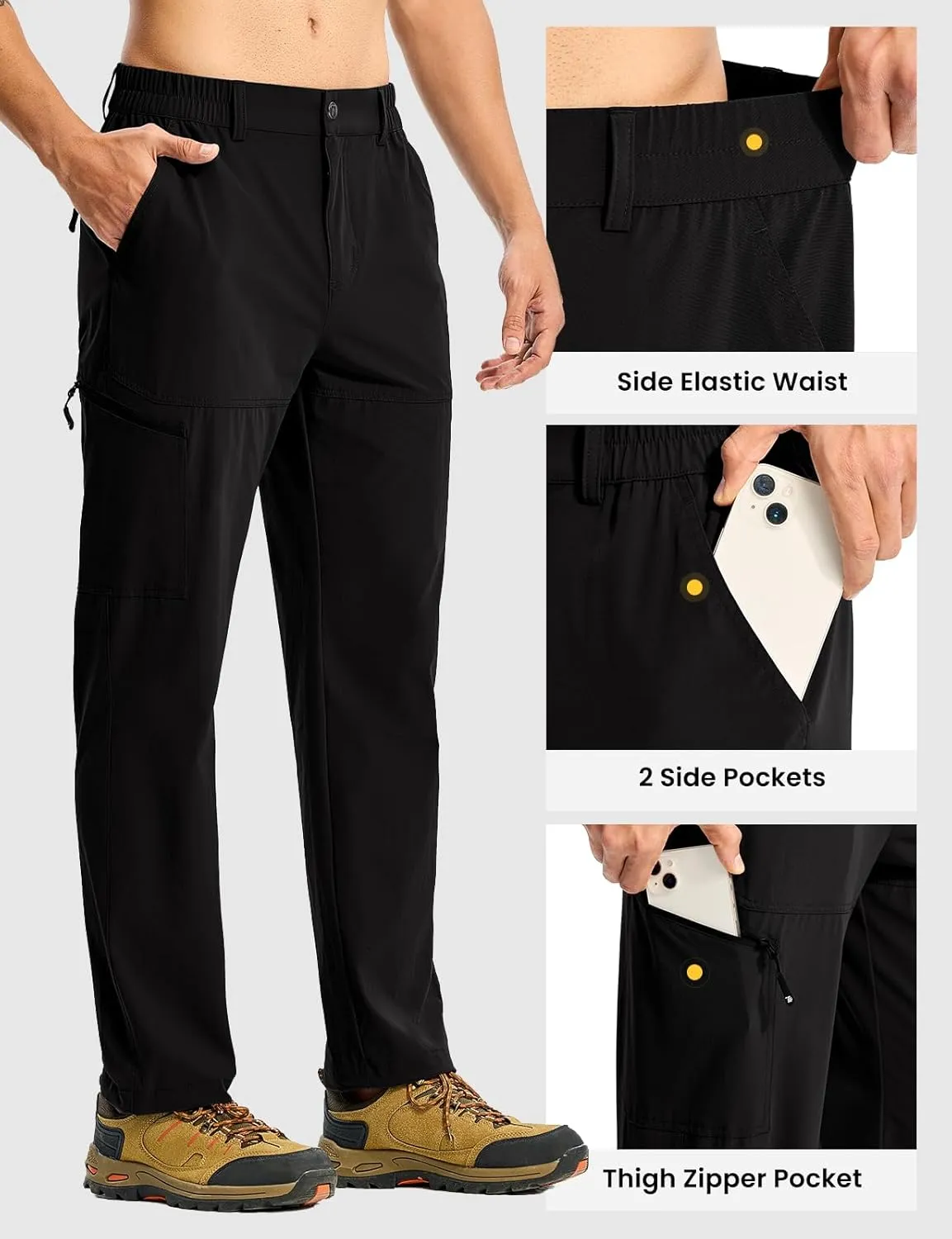 TBMPOY Men's Lightweight Hiking Pants Quick Dry 4 Pockets Stretch Water Resistant Travel Fishing Convertible Zip Cargo Jogger
