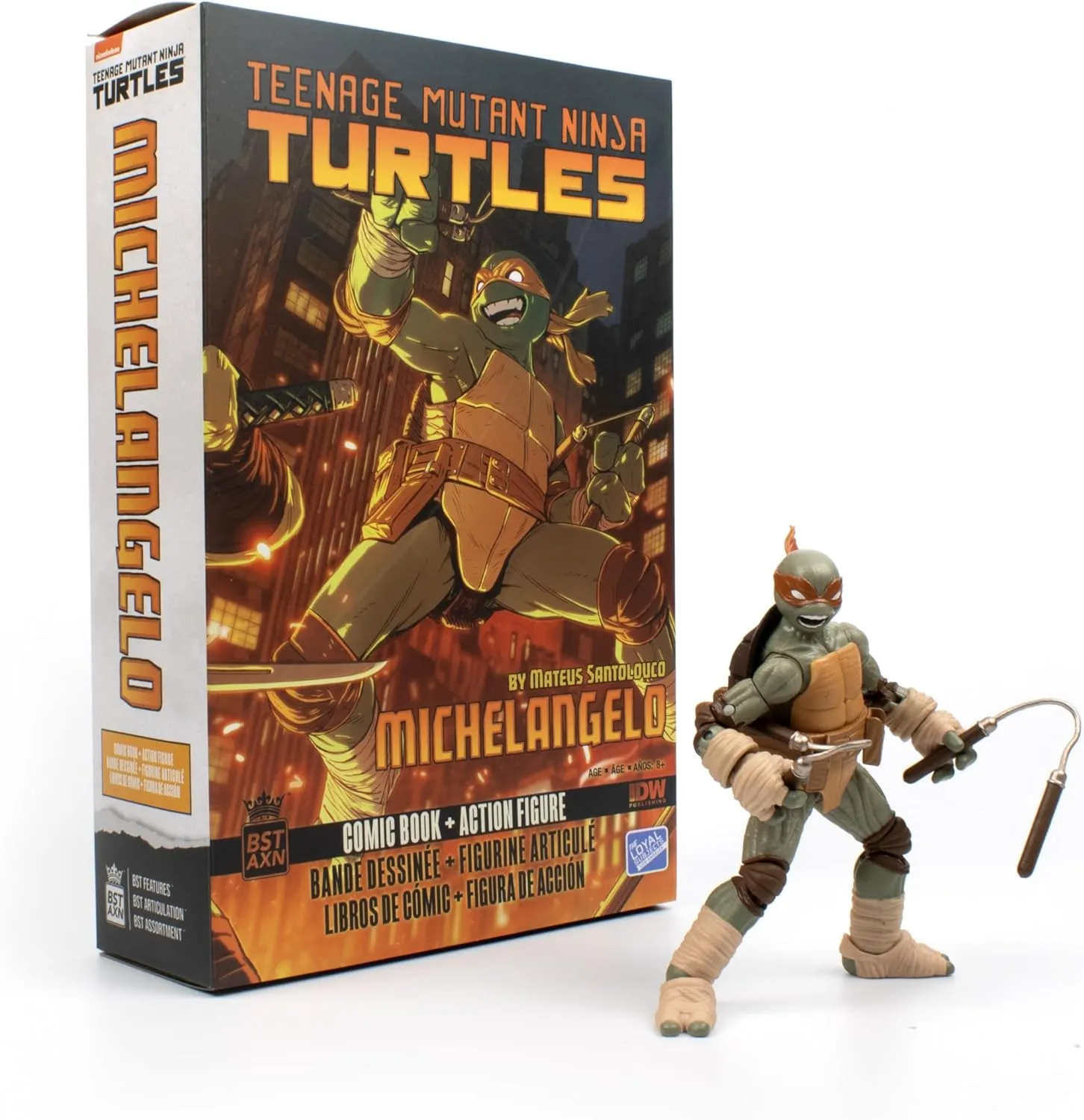 Teenage Mutant Ninja Turtles BST AXN v2 IDW Inspired Michelangelo 5-inch Action Figure & Limited Edition IDW Michelangelo Comic Book