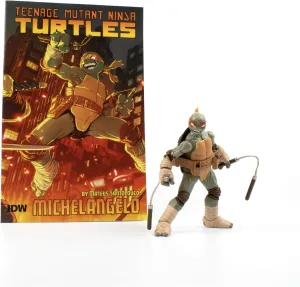 Teenage Mutant Ninja Turtles BST AXN v2 IDW Inspired Michelangelo 5-inch Action Figure & Limited Edition IDW Michelangelo Comic Book