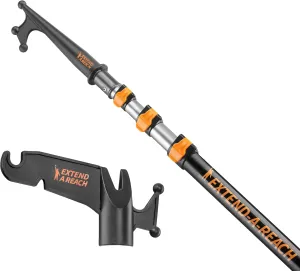 Telescoping Boat Pole with 2 Pcs Hooks - Boat Hook for Docking and Utility Hook for Christmas Light Installation // Durable, Floating, Lightweight and Sturdy // Twist-On Hooks Fit US ACME Thread