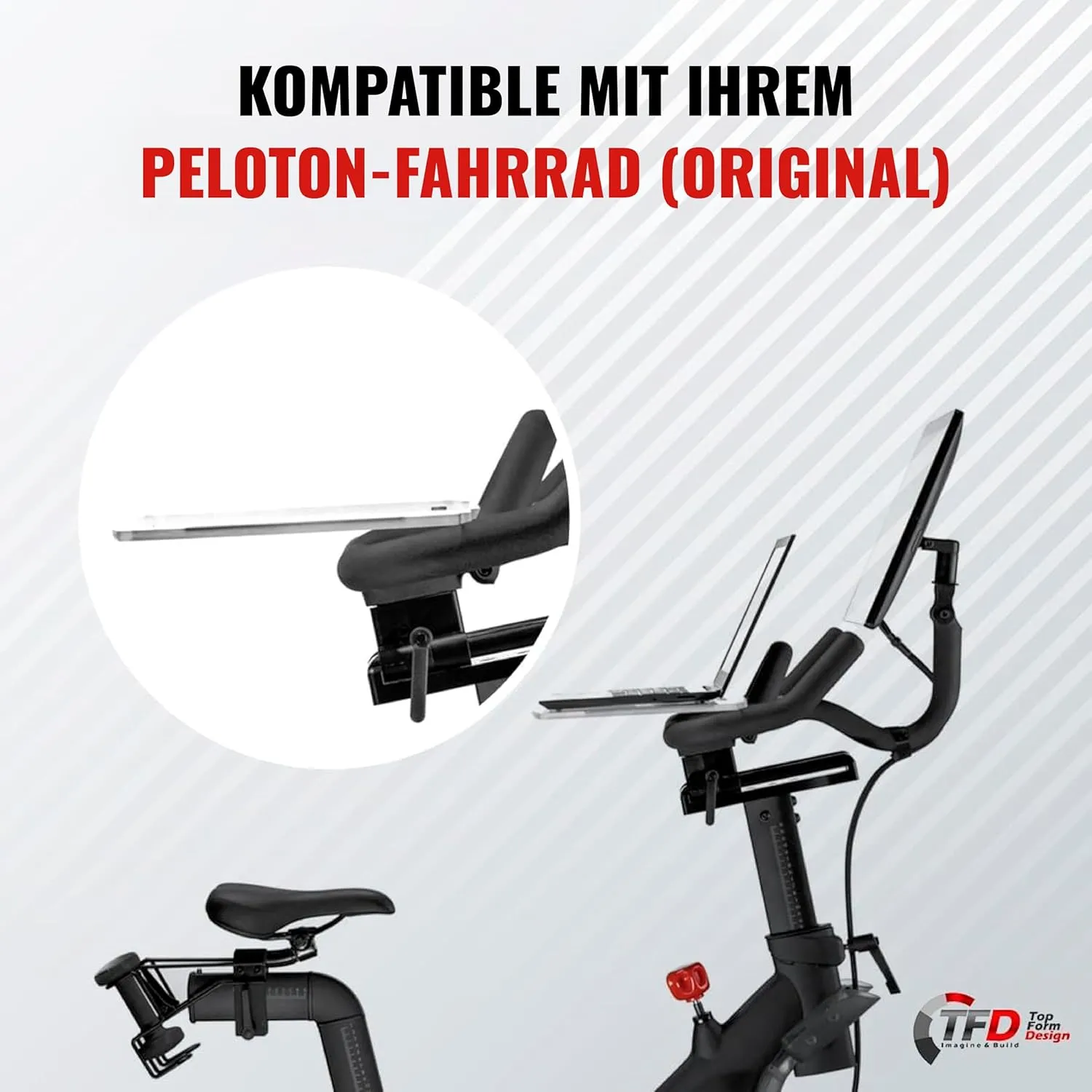 TFD The TrayV2 | Improved V2 Tray for Peloton Bike (orginals) - Work & Ride with Your Phone, Laptop, Book or Tablet (Black) (Tray V2, Acrylic Clear)