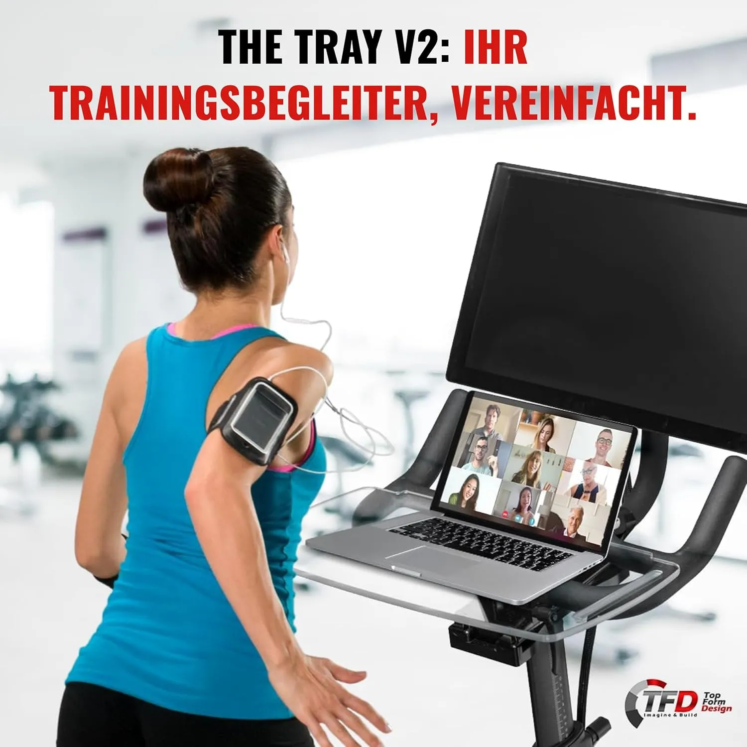 TFD The TrayV2 | Improved V2 Tray for Peloton Bike (orginals) - Work & Ride with Your Phone, Laptop, Book or Tablet (Black) (Tray V2, Acrylic Clear)