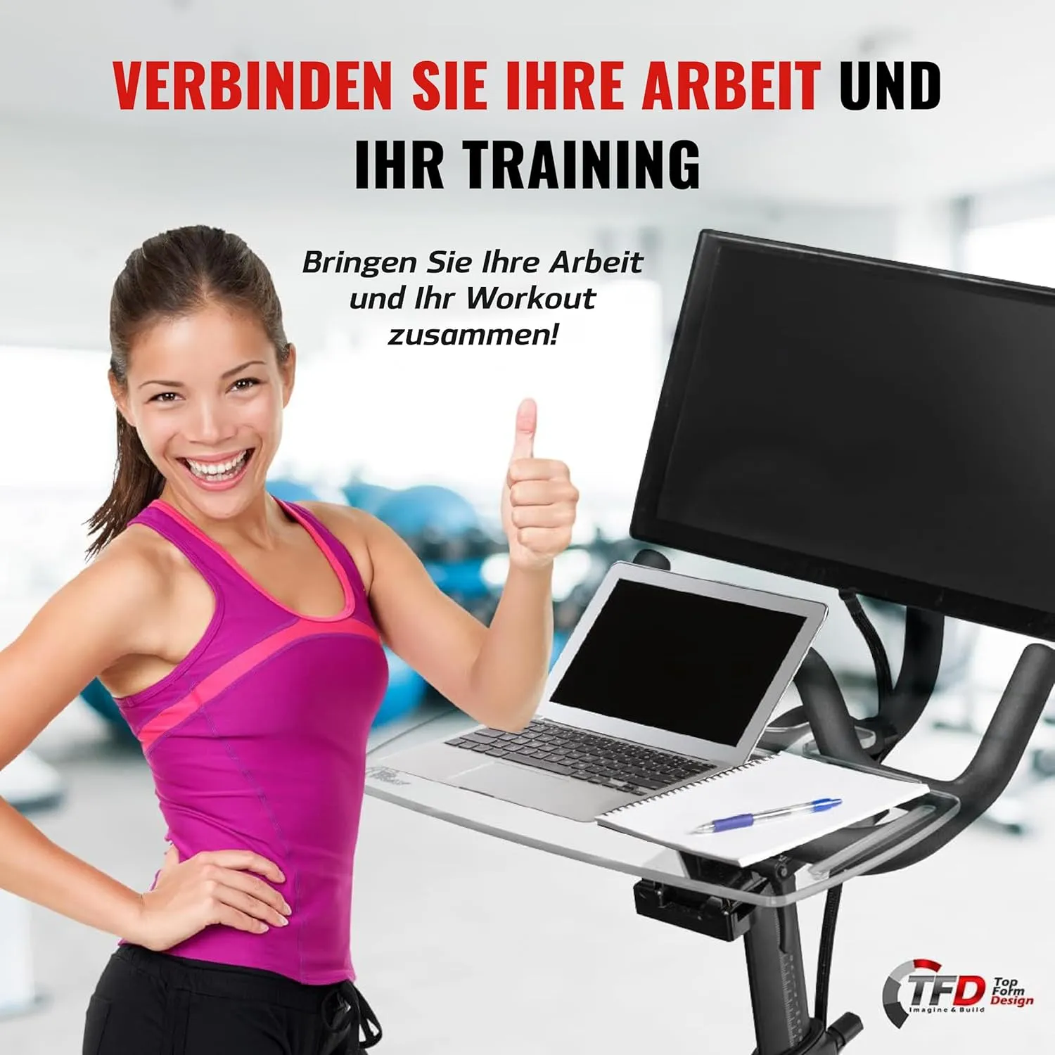 TFD The TrayV2 | Improved V2 Tray for Peloton Bike (orginals) - Work & Ride with Your Phone, Laptop, Book or Tablet (Black) (Tray V2, Acrylic Clear)