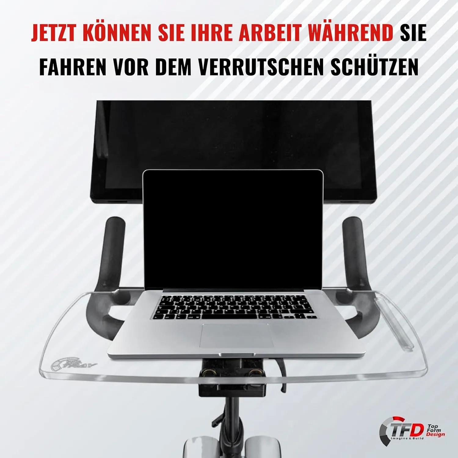 TFD The TrayV2 | Improved V2 Tray for Peloton Bike (orginals) - Work & Ride with Your Phone, Laptop, Book or Tablet (Black) (Tray V2, Acrylic Clear)