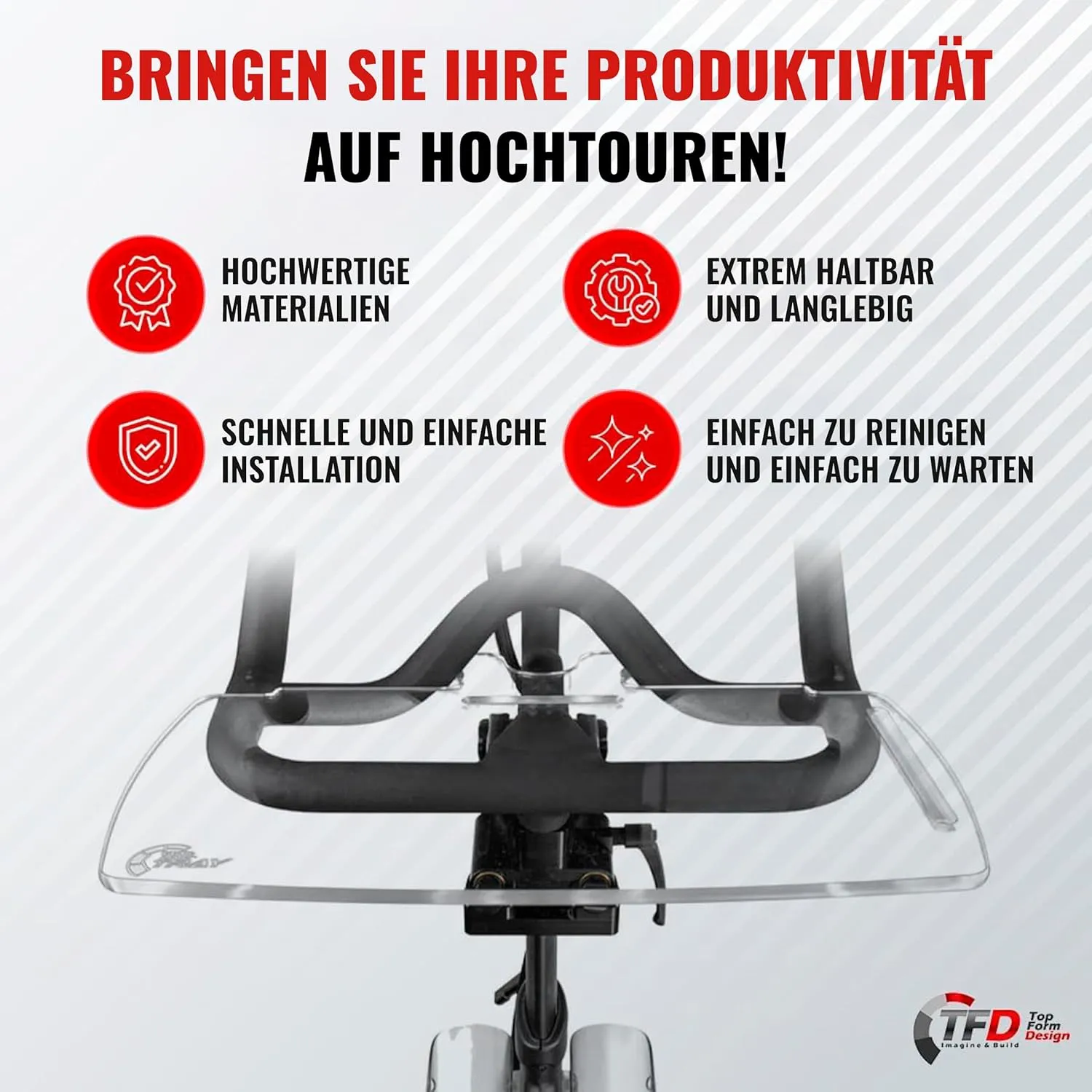 TFD The TrayV2 | Improved V2 Tray for Peloton Bike (orginals) - Work & Ride with Your Phone, Laptop, Book or Tablet (Black) (Tray V2, Acrylic Clear)