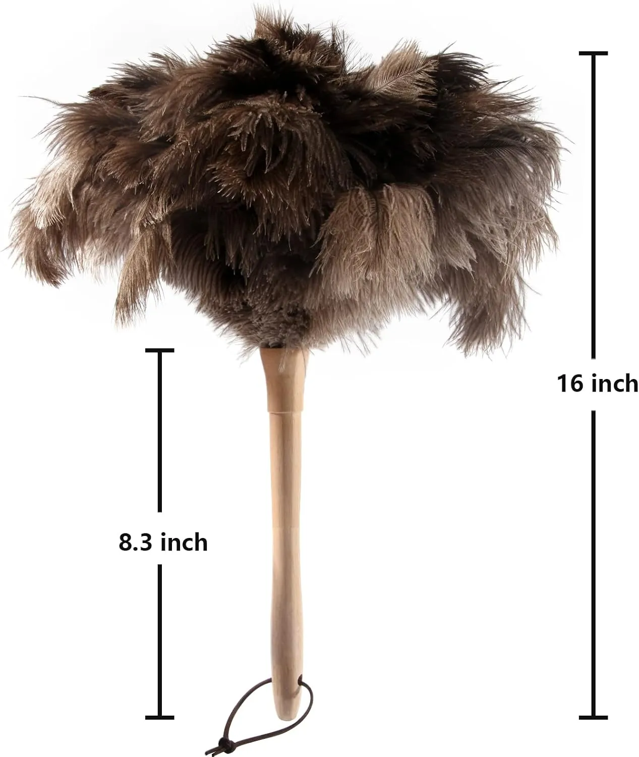 THARAHT 2PCS Ostrich Feather Duster 16 Inch Fluffy Natural with Wood Handle Reusable Washable for Cleaning Keyboard,Home,Car,Office Ostrich Feather Duster