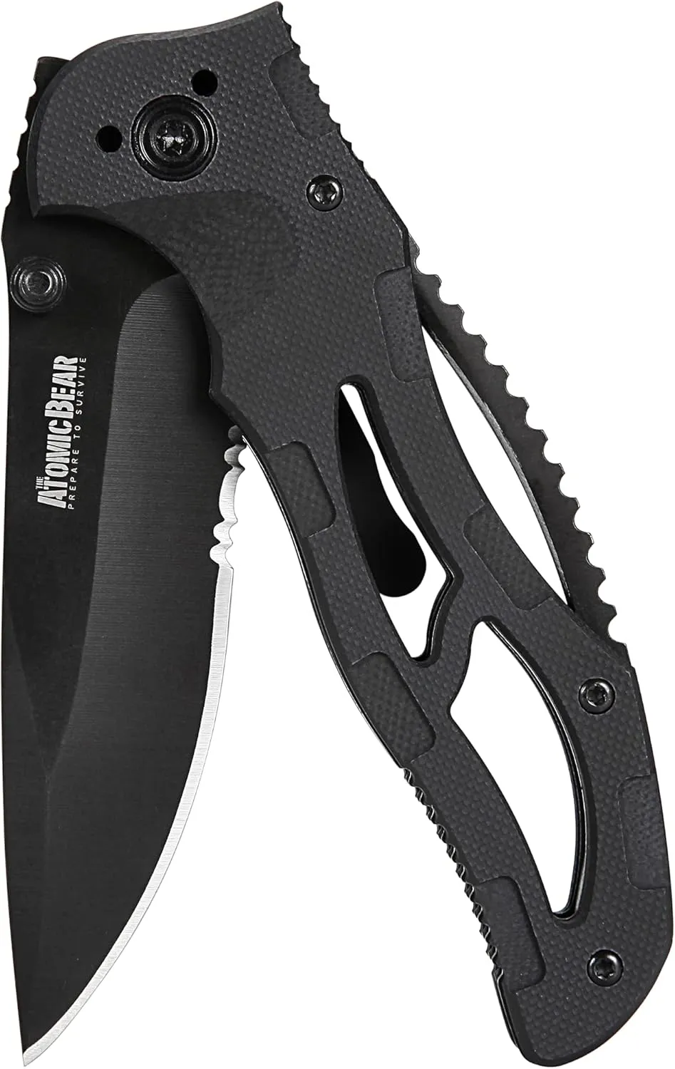 The Atomic Bear Pocket Knife with Stainless Steel Blade - G10 Handle Folding Knife for Outdoor, Tactical, Utility and EDC
