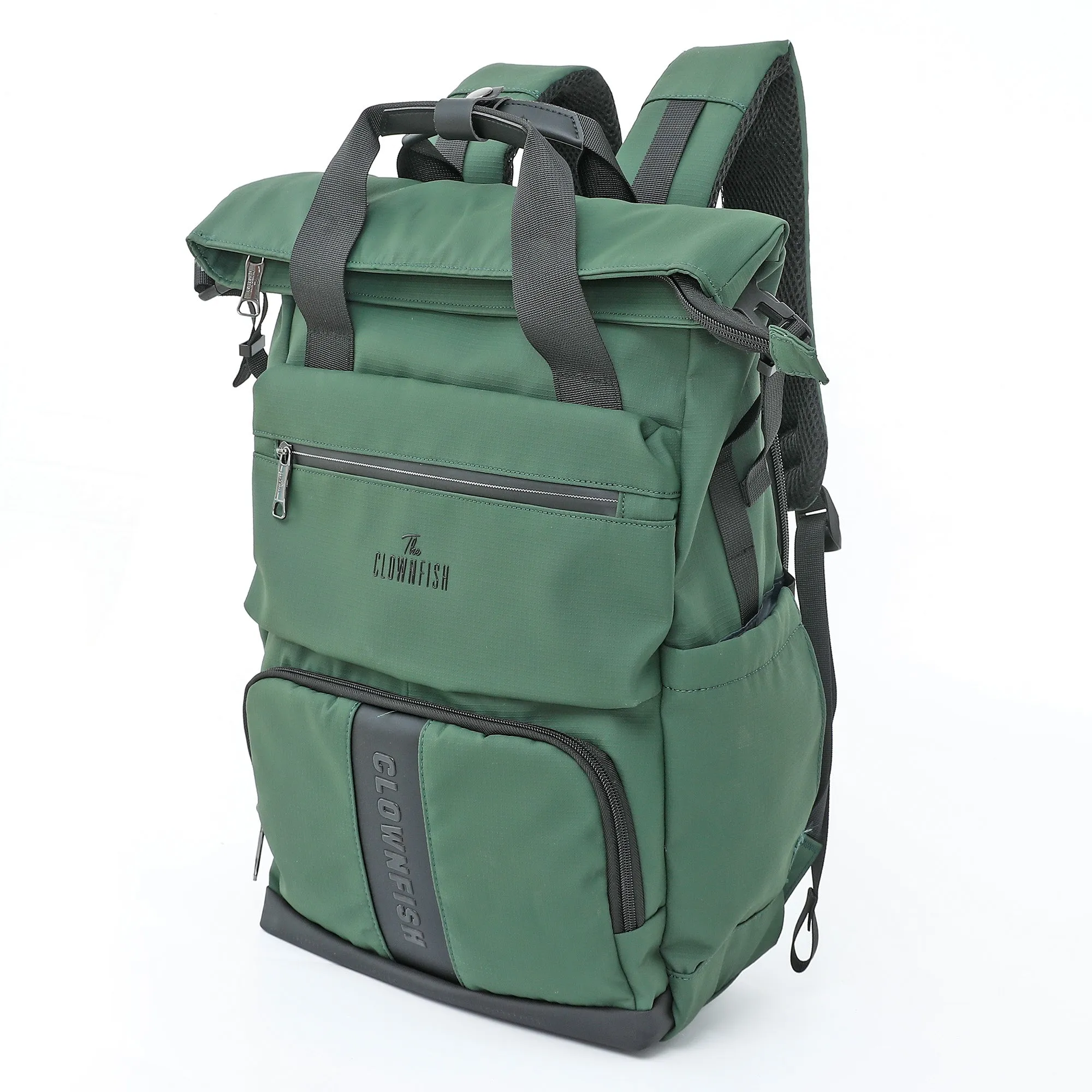 The Clownfish Chromepack Travel Laptop Backpack - Durable, Stylish | Fits 15.6 inch Laptop | Dark Green