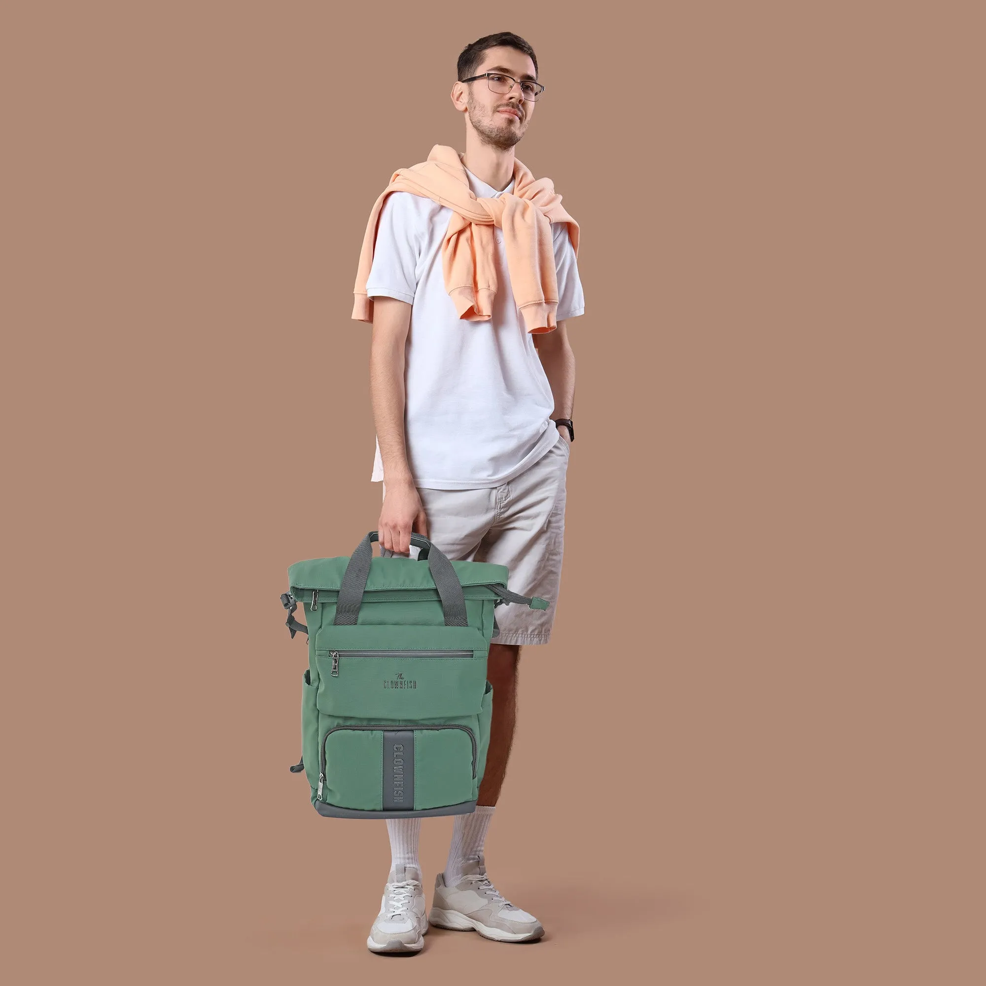 The Clownfish Chromepack Travel Laptop Backpack - Durable, Stylish | Fits 15.6 inch Laptop | Dark Green