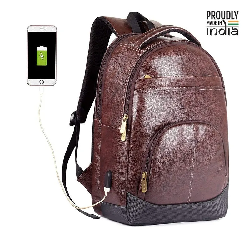 THE CLOWNFISH Combo Of 2 Varied Colours Fredrick 27 liters Faux Leather Laptop Backpack for Men and Women for 15.6 Inch Laptops (Tan, Hickory)