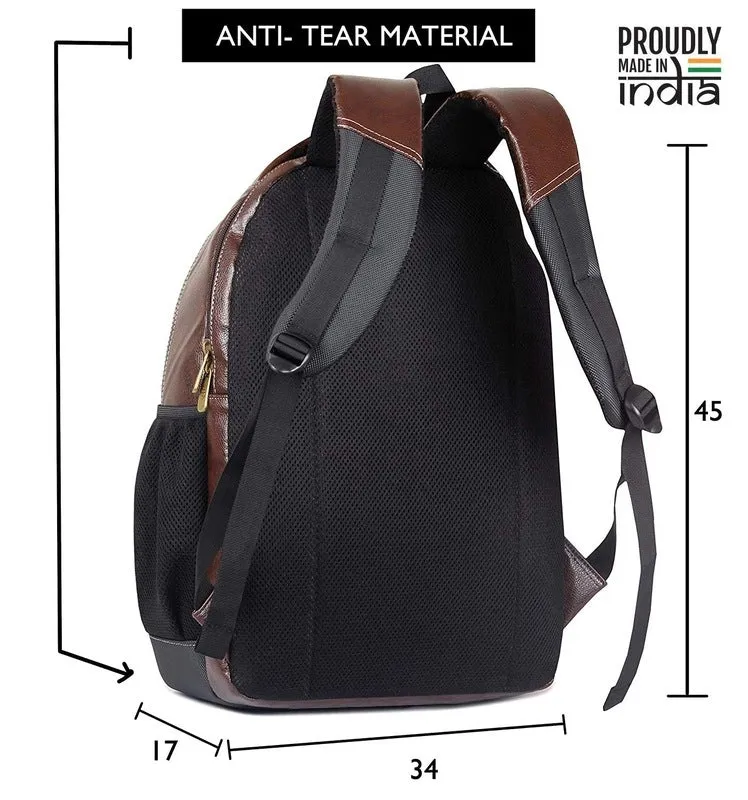 THE CLOWNFISH Combo Of 2 Varied Colours Fredrick 27 liters Faux Leather Laptop Backpack for Men and Women for 15.6 Inch Laptops (Tan, Hickory)