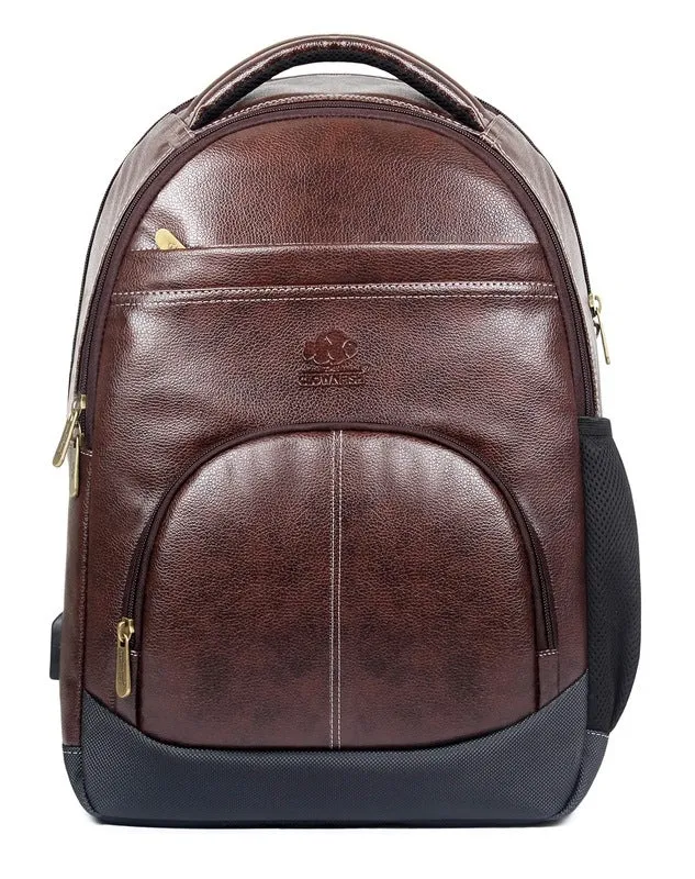 THE CLOWNFISH Combo Of 2 Varied Colours Fredrick 27 liters Faux Leather Laptop Backpack for Men and Women for 15.6 Inch Laptops (Tan, Hickory)