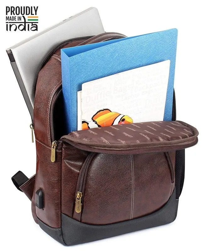 THE CLOWNFISH Combo Of 2 Varied Colours Fredrick 27 liters Faux Leather Laptop Backpack for Men and Women for 15.6 Inch Laptops (Tan, Hickory)