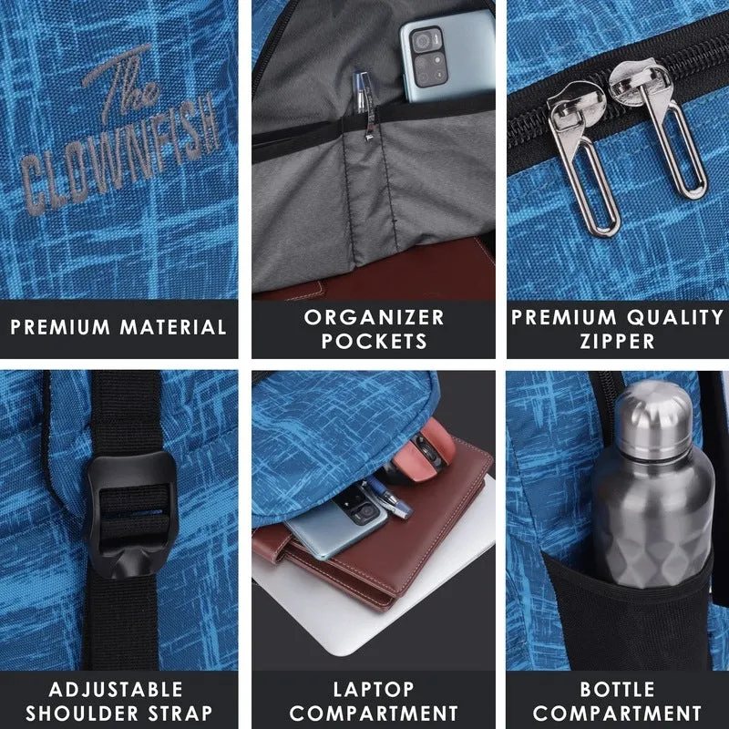 THE CLOWNFISH Marcellus Laptop Backpack - Water-Resistant, Adjustable | 21.5L | Arctic Blue