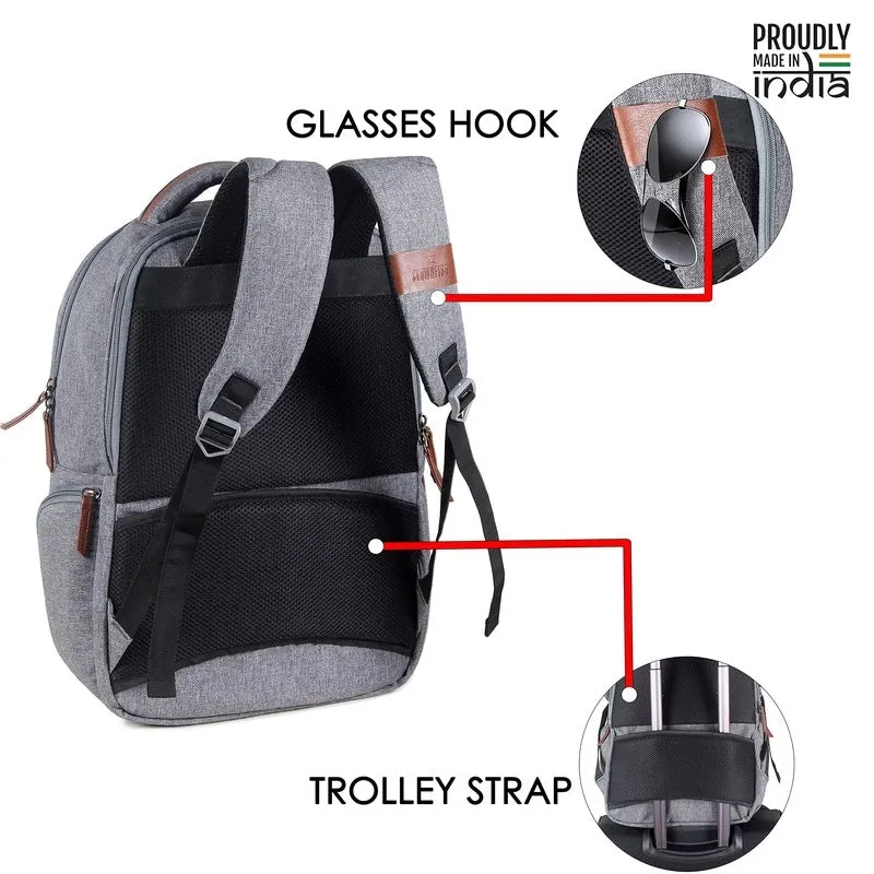 The Clownfish Slate 27 Litres Polyester Unisex 15.6 inch Travel Laptop Backpack (Grey)