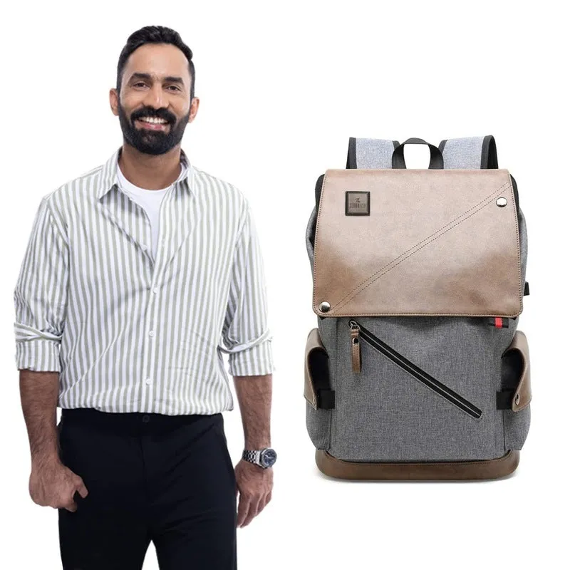 THE CLOWNFISH Unisex Laptop Backpack - 15.6 inch, Water Resistant | Comfort Cushioned Straps | Grey with Khaki