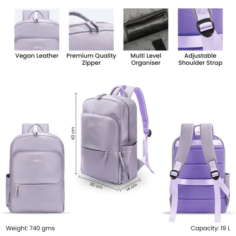 THE CLOWNFISH Women's Laptop Backpack - Spacious, Stylish | Fits 15.6 inch Laptop | 19L Capacity | Purple