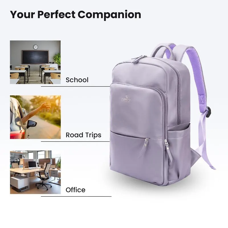 THE CLOWNFISH Women's Laptop Backpack - Spacious, Stylish | Fits 15.6 inch Laptop | 19L Capacity | Purple