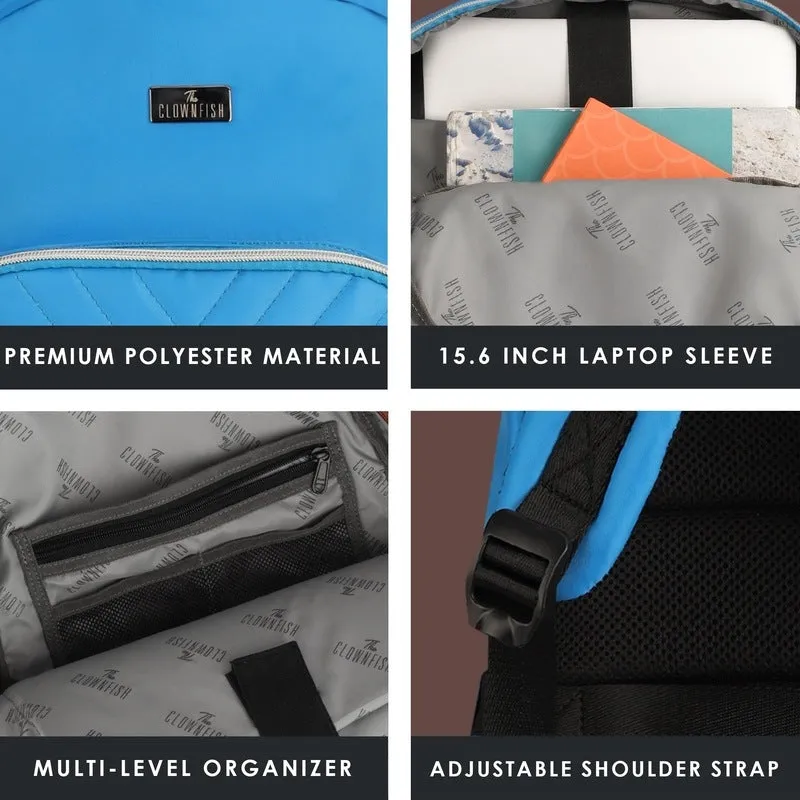 THE CLOWNFISH Women's Laptop Backpack - Stylish, Durable & Spacious | Adjustable Straps | 19L Capacity | Sky Blue