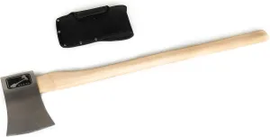 The General: World Axe Throwing League Premium Competition Throwing Axe & Multi-Purpose Camping Axe or Wood Splitting Axe with Nylon Sheath & Straight Hickory Wooden Handle