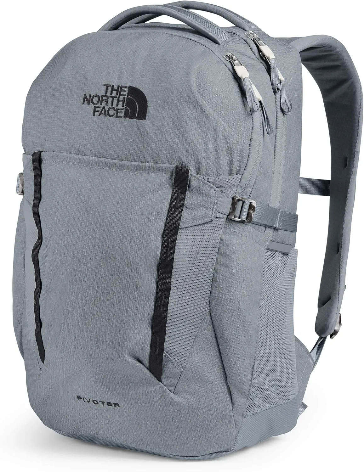 THE NORTH FACE Pivoter Everyday Laptop Backpack, Mid Grey Dark Heather/TNF Black, One Size