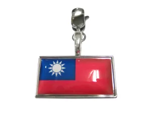 Thin Bordered Taiwan Flag Pendant Zipper Pull Charm
