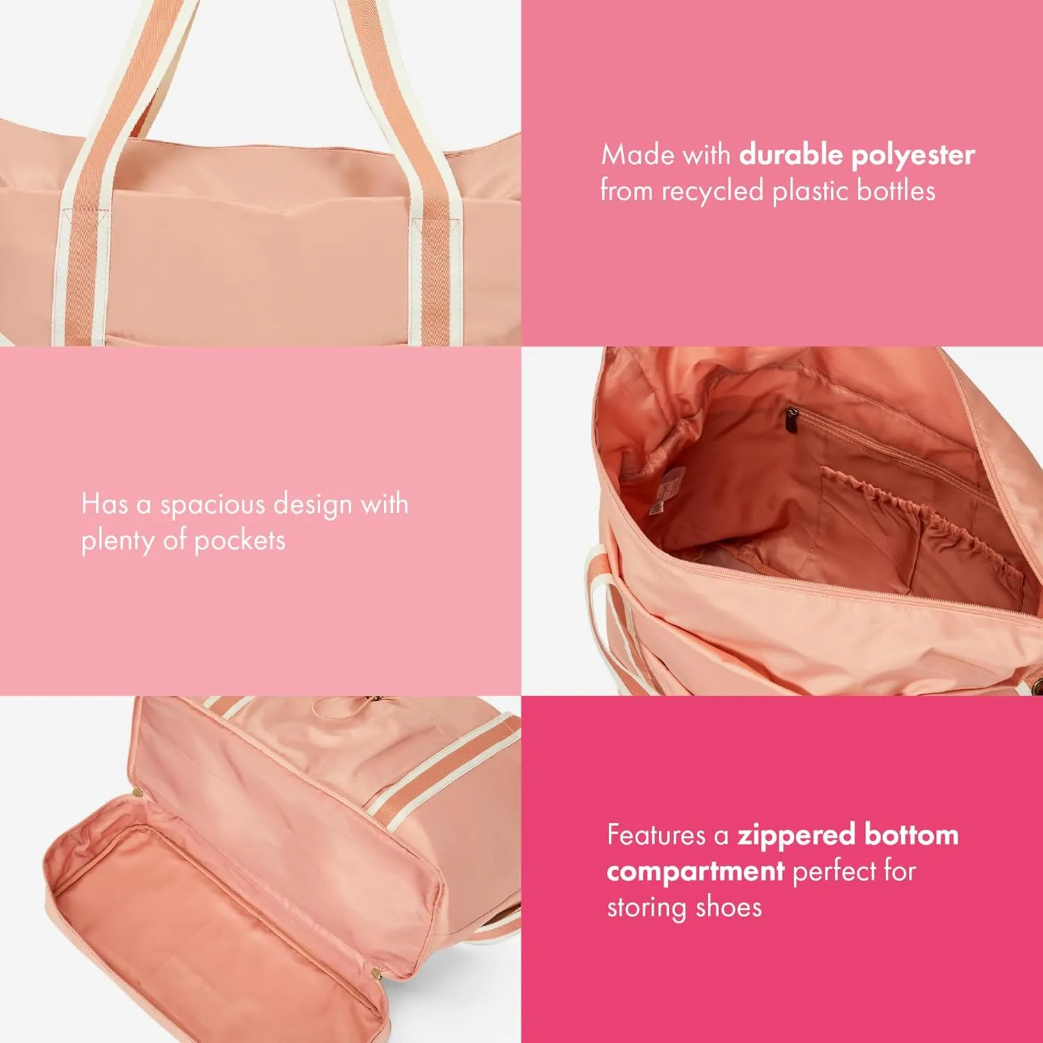 Thirty-One Gifts Deluxe Travel Tote Bag, Multiple-Pocket Tote Bag for Travel and Work, Rosedust
