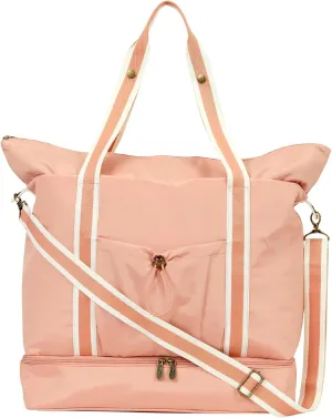 Thirty-One Gifts Deluxe Travel Tote Bag, Multiple-Pocket Tote Bag for Travel and Work, Rosedust