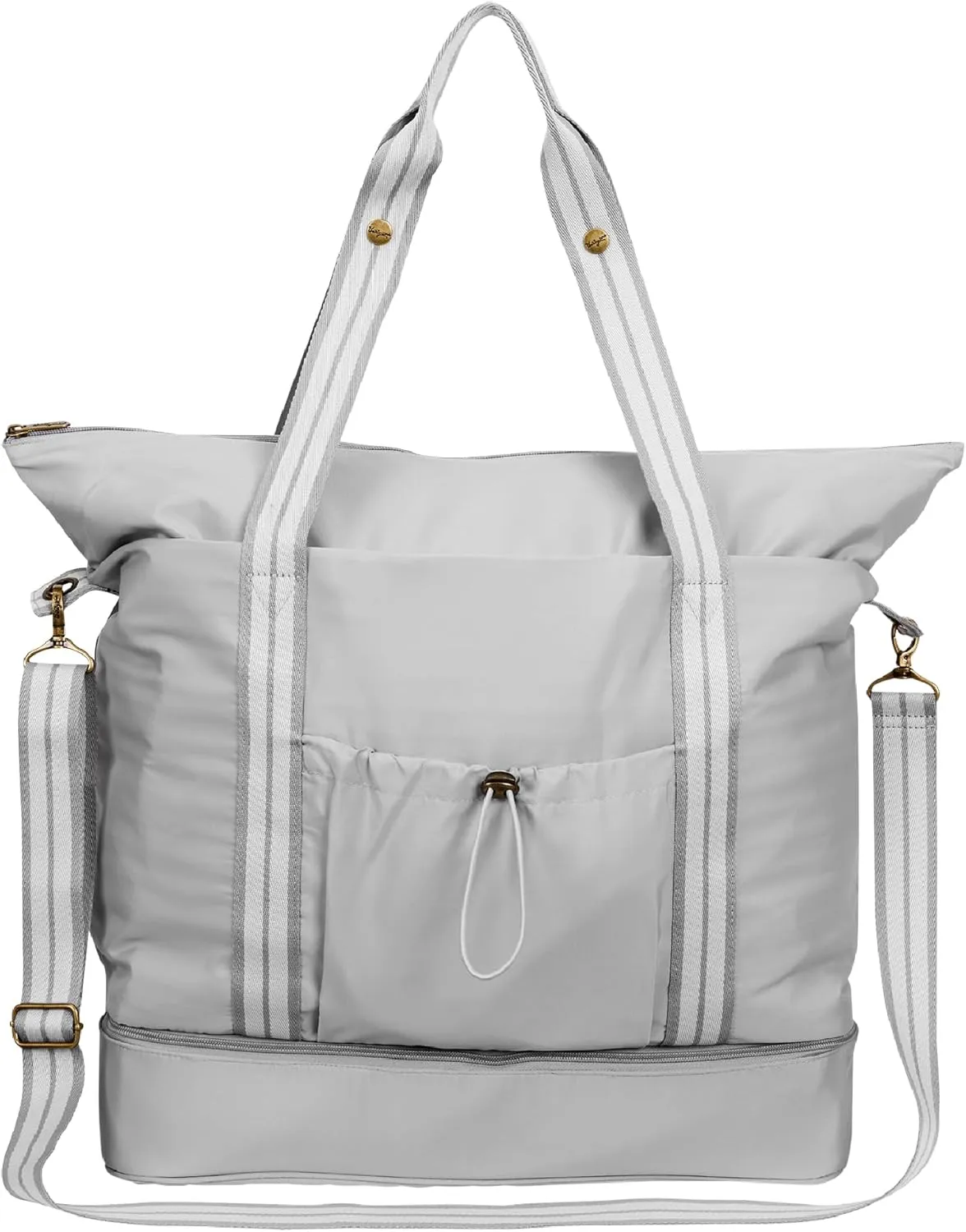 Thirty-One Gifts Deluxe Travel Tote Bag, Multiple-Pocket Tote Bag for Travel and Work, Whisper Grey