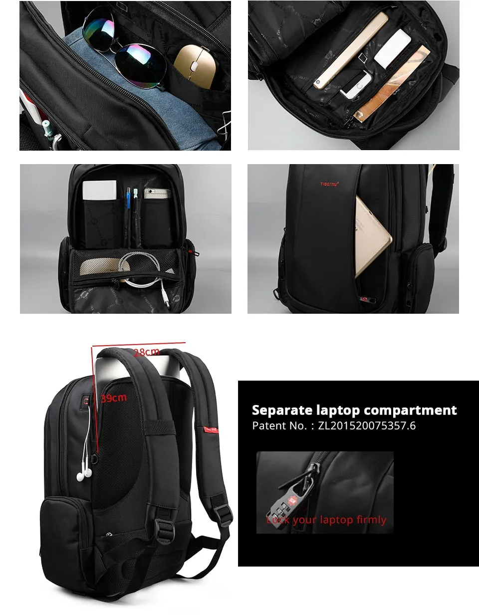 Tigernu Anti Theft Nylon 27L Men 15.6 inch Laptop Backpacks School Fashion Travel Male Mochilas Feminina Casual Women Schoolbag