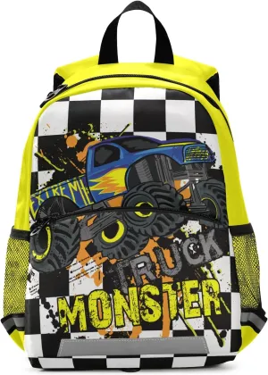 Toddler Backpack,Monster HighTruck Cars Preschool Backpack for Toddlers Boys Girls with Chest clip