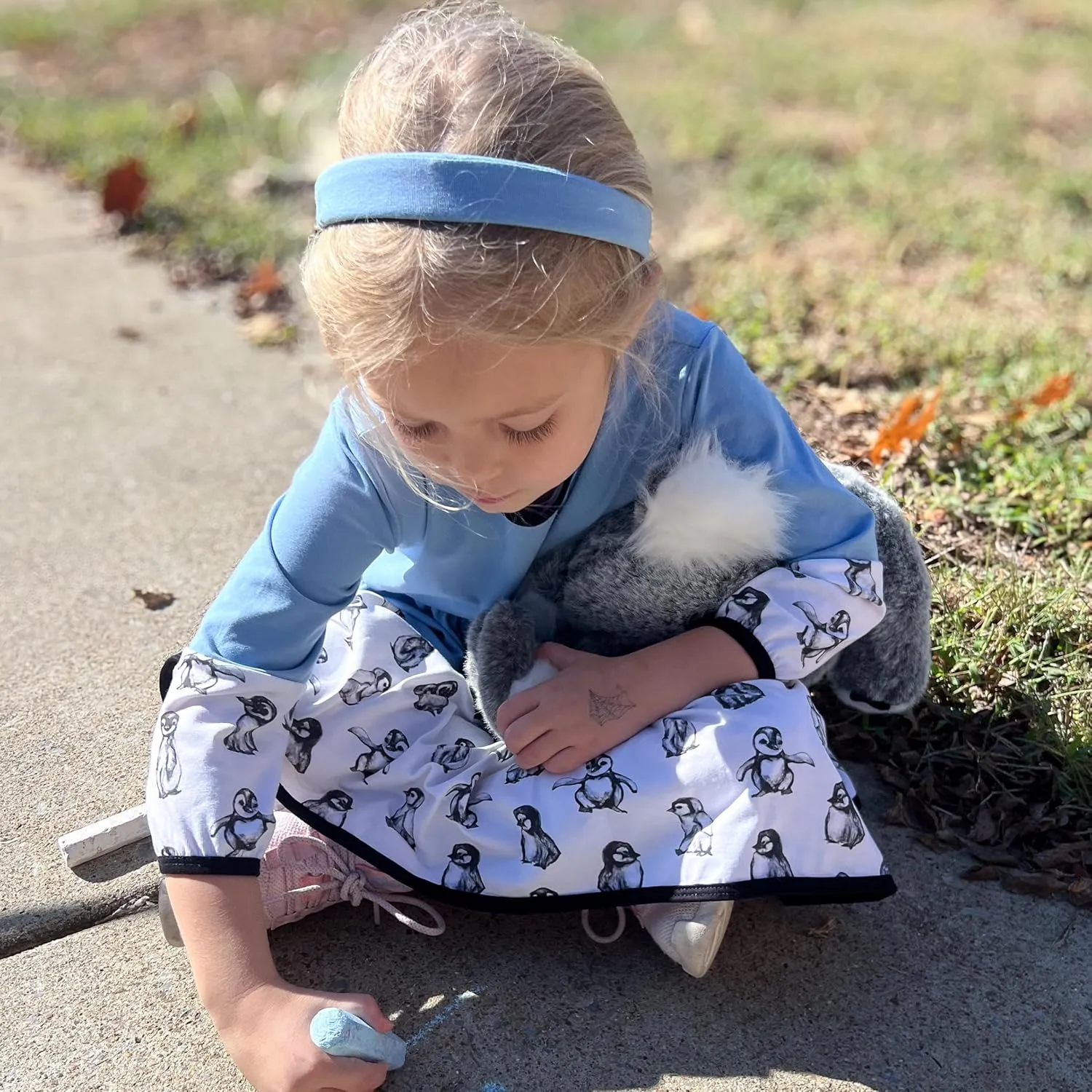 Toddler Girl Dress Outfit Set, Long Sleeve Dress w/Leggings & Hair Accessories, Organic Cotton 2T-6Y