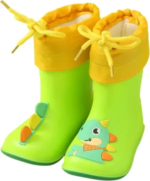 Toddler Rain Boots for Girls Boys, Light Up Kids Glitter Rainboots Waterproof Shoes with Handles Waterproof