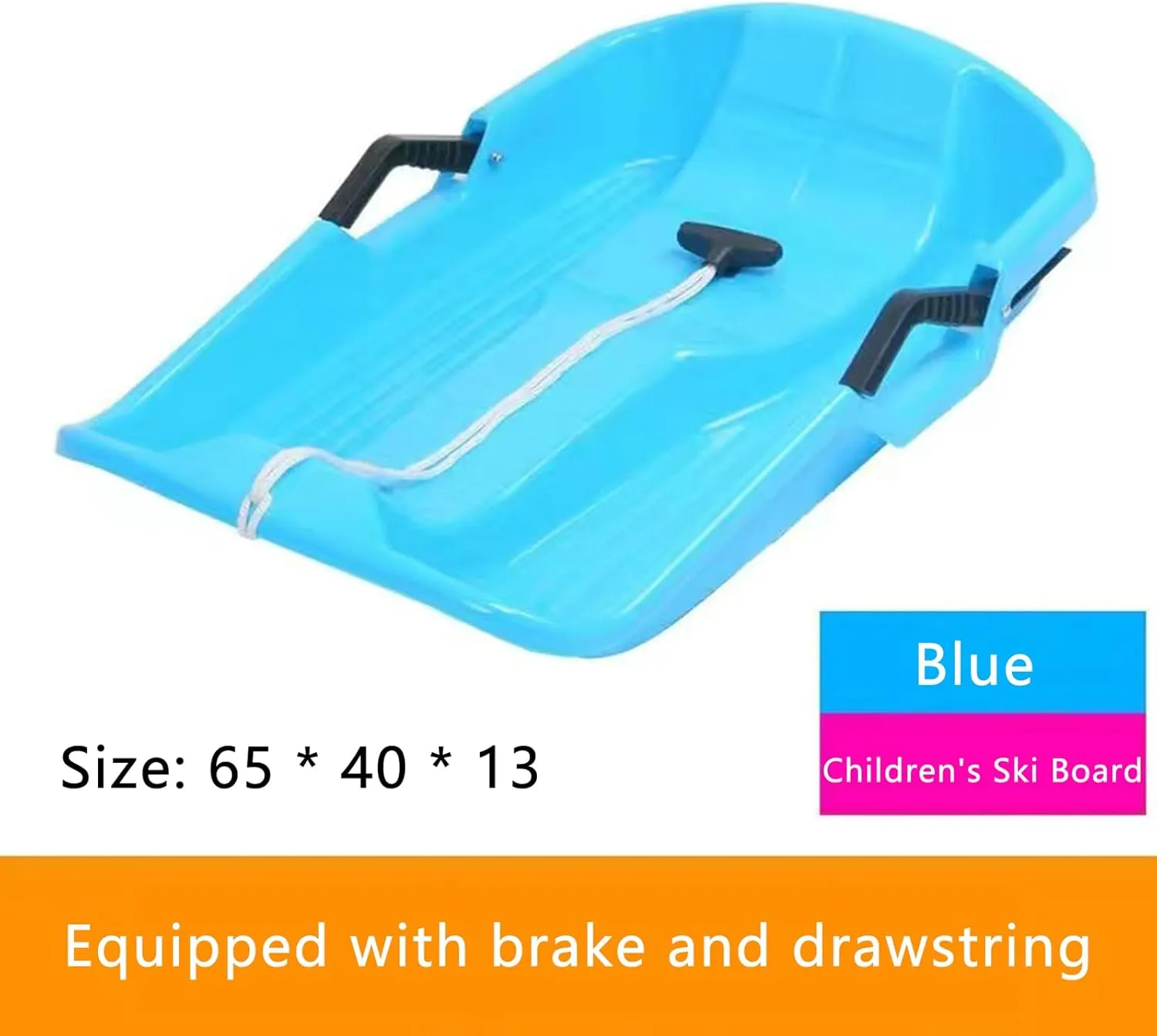Toddler Sled Outdoor Plastic Sled Downhill Flexible Kids Snow Sledding Equipment for Boys Girls with Pull Rope and Handles
