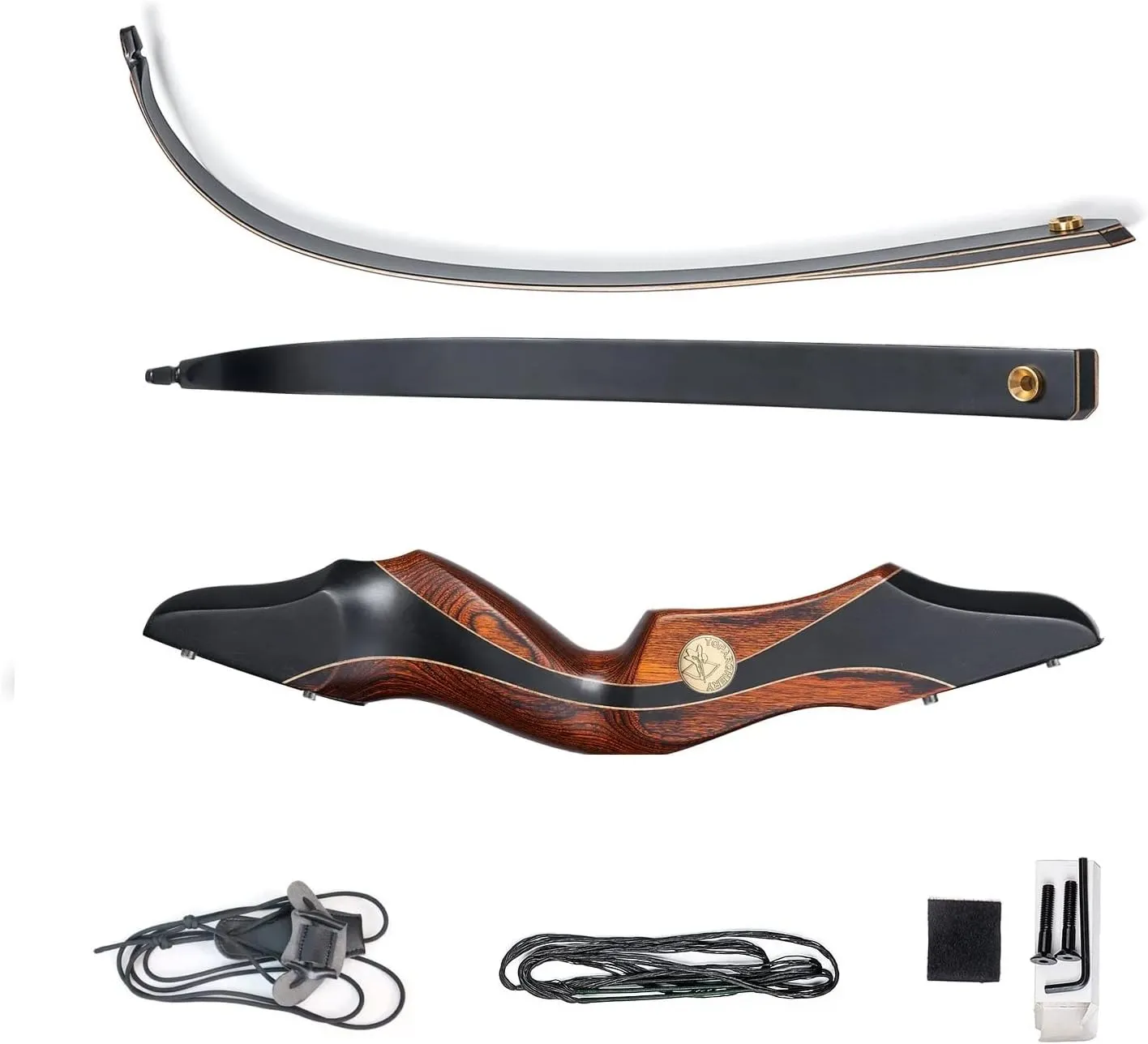 TOPARCHERY Archery 60" Takedown Hunting Recurve Bow for Adults Practice Competition Longbow with Stringer Tool Right Hand Black