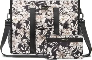 TOPDesign Utility Water Resistant Tote Bag with 22 Pockets, Top Zipper Closure & Thick Bottom Support, for Working Women