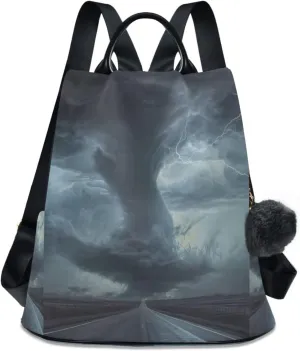 Tornado Print Backpack for Women Anti Theft Large Fashion Travel Shoulder Bag Purse Rucksack Lightweight