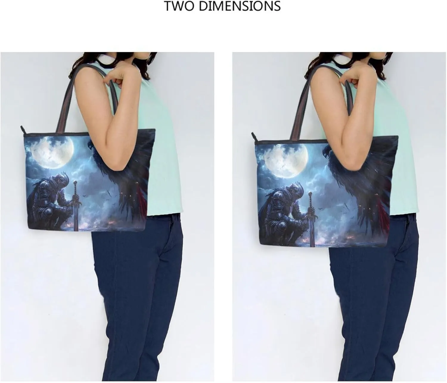Tote Bag for Women Archangel Wings Moon Durable Designer Handbag with Zipper for Daily Use Travel L