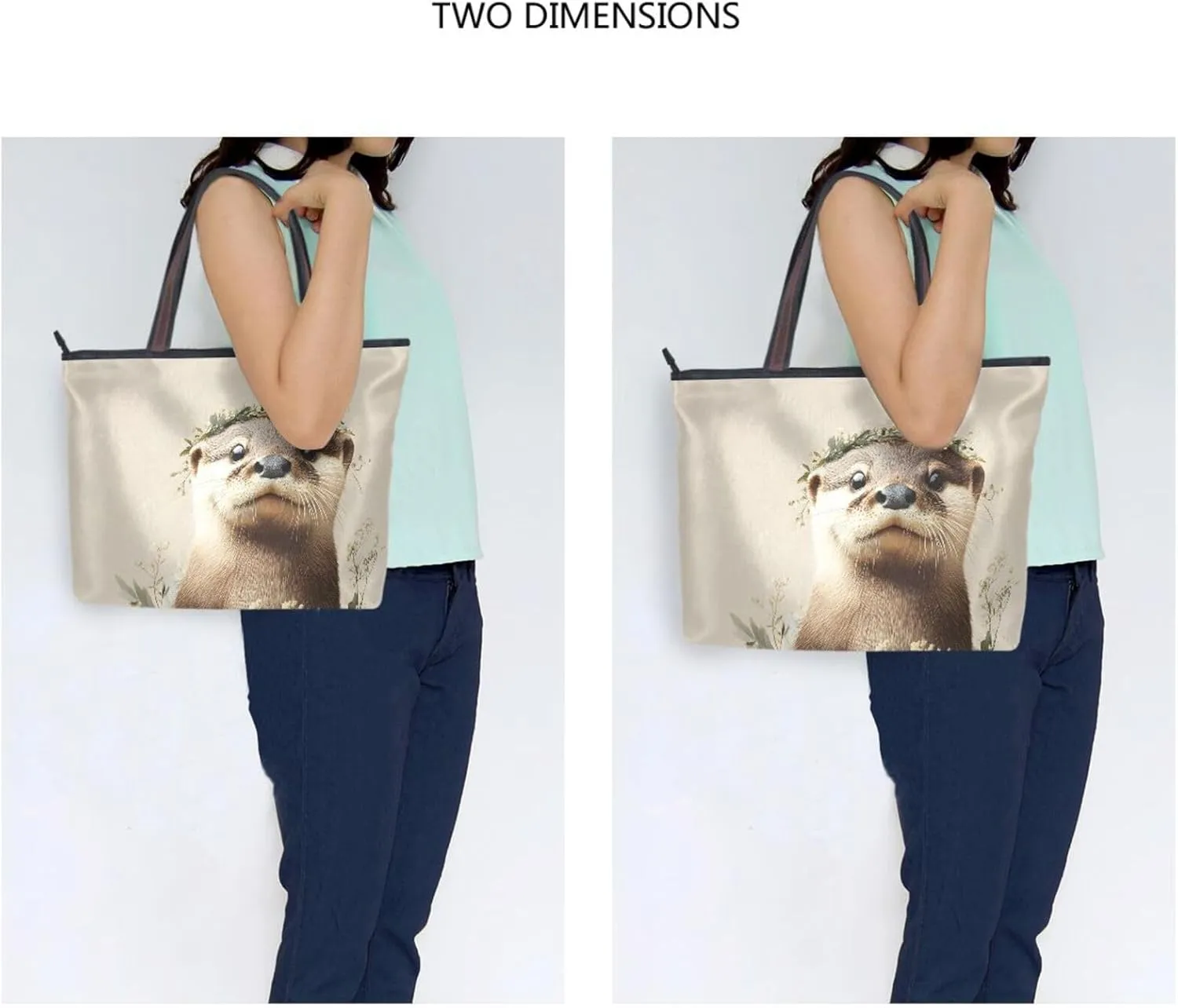 Tote Bag for Women Beantiful Otter Garland Durable Designer Handbag with Zipper for Daily Use Travel L