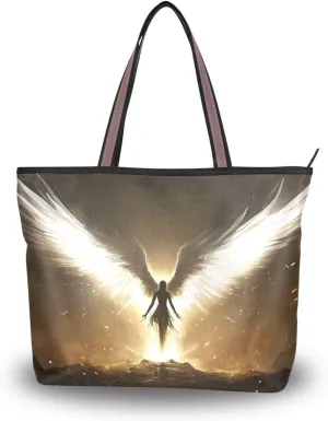 Tote Bag for Women Wing Archangel Cool Durable Designer Handbag with Zipper for Daily Use Travel L
