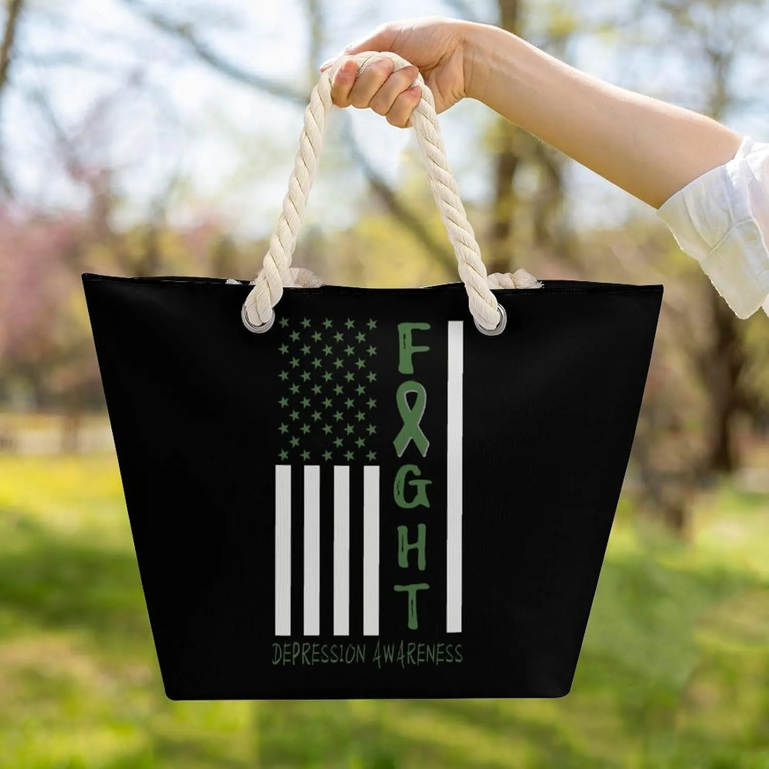 Tote Bag Large Handles Beach Bag with Zipper for Shopping Groceries Travel Outdoors Swim Pool Bag