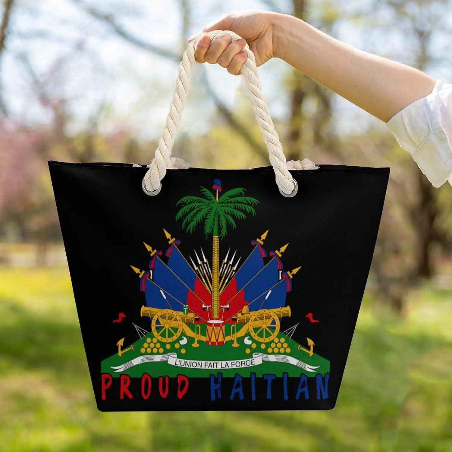 Tote Bag Large Handles Beach Bag with Zipper for Shopping Groceries Travel Outdoors Swim Pool Bag
